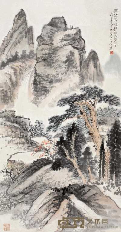唐云 戊子（1948年）作 山水 立轴 86×45cm